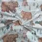 Preview: Baumwolljersey mit Igelmotiv – niedliche Igel mit Pusteblumen auf hellblauem Hintergrund