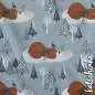 Preview: Baumwolljersey mit Igelmotiv – niedliche Igel mit Pusteblumen auf hellblauem Hintergrund