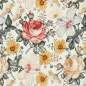 Preview: Jersey Stoff Englischer Garten 250 ecru – Blumenstoff als Meterware