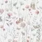 Preview: Baumwolljersey Stoff mit Flowers and Butterflies und Mohnblüten in zarten Farben auf weißem Hintergrund