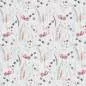 Preview: Baumwolljersey Stoff mit Feldblumen und Mohnblüten in zarten Farben auf weißem Hintergrund
