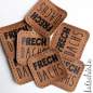 Preview: Kunstleder Label aufbügelbar / Aufnäher - FrechDachs (quadratisch)