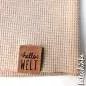 Preview: 2 in 1 Knick-Falt Kunstleder Label Hallo Welt + little one