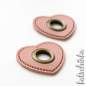Preview: #Ösenpatches, Ösen auf rosa Kunstleder | Herz bronze 11 mm | 2er