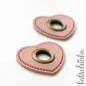 Preview: #Ösenpatches, Ösen auf rosa Kunstleder | Herz bronze 11 mm | 2er