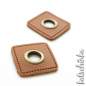 Preview: #Ösenpatches, Ösen auf braunem Kunstleder | Quadrat bronze 11 mm | 2er