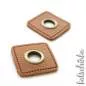 Preview: #Ösenpatches, Ösen auf braunem Kunstleder | Quadrat bronze 11 mm | 2er