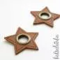 Preview: #Ösenpatches, Ösen auf braunem Kunstleder | Stern bronze 11 mm | 2er