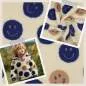 Preview: Teddyplüsch Smileys ecru-blau 05674.003 | Teddystoff | Teddy Plüschstoff