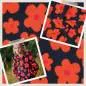 Preview: Teddyplüsch Blumen navy-orange 03716.002 | Teddystoff | Teddy Plüschstoff