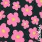Preview: Teddyplüsch Blumen schwarzgrün-pink 03716.003 | Teddystoff | Teddy Plüschstoff