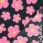 Preview: Teddyplüsch Blumen schwarzgrün-pink 03716.003 | Teddystoff | Teddy Plüschstoff