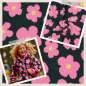 Preview: Teddyplüsch Blumen schwarzgrün-pink 03716.003 | Teddystoff | Teddy Plüschstoff