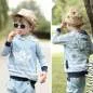 Preview: Bio Jersey Stoff AhoiSailor Vintage jeansblau Panel – Kinderjersey Meterware