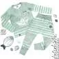 Preview: Bio Jersey Stoff AhoiSailor Vintage smokymint Panel – Kinderjersey Meterware