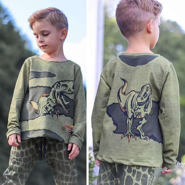 Bio Sommersweat DinoPower - Panel olive