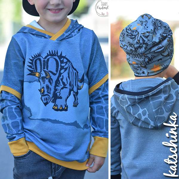 Bio Sommersweat DinoPower - Panel dusty blue