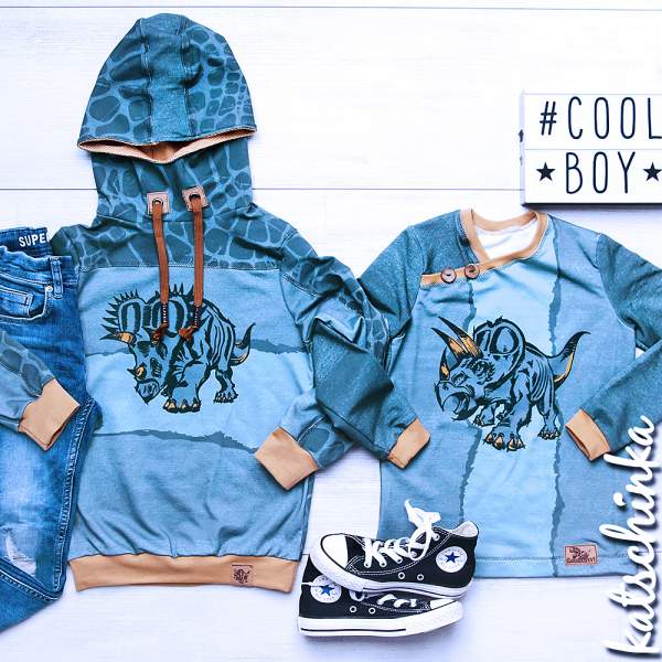Bio Sommersweat DinoPower - Panel dusty blue