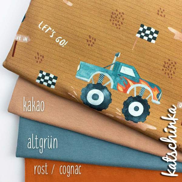 Monstertruck Jersey Stoffpaket Baumwollstoff für Kinderkleidung und DIY Projekte