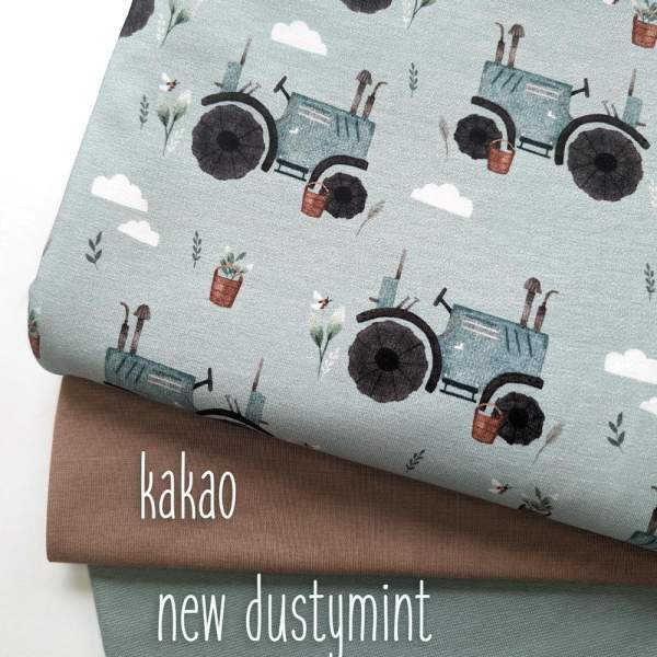 Jersey Stoff Baustelle für Kinder – verspieltes Design mit Baumaschinen und Schildern