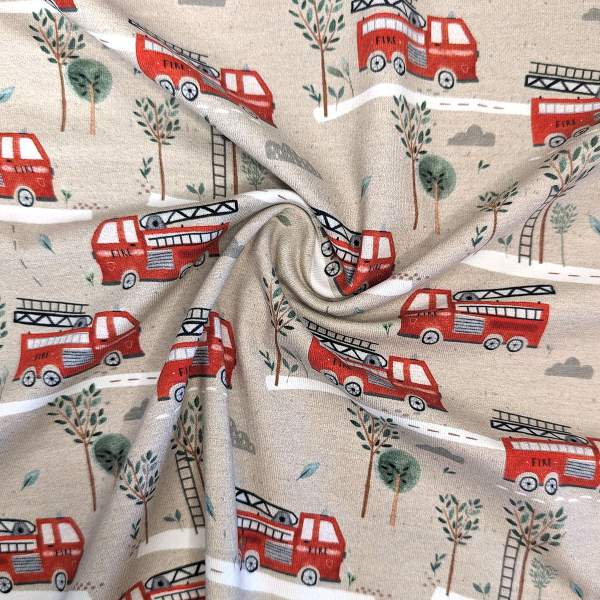 Jersey Stoff Baustelle für Kinder – verspieltes Design mit Baumaschinen und Schildern