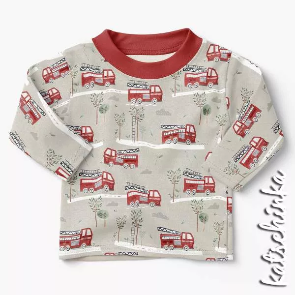 Kinderstoff Jersey mit Baustellenfahrzeugen – Kran, Bagger und Kipplaster als Meterware