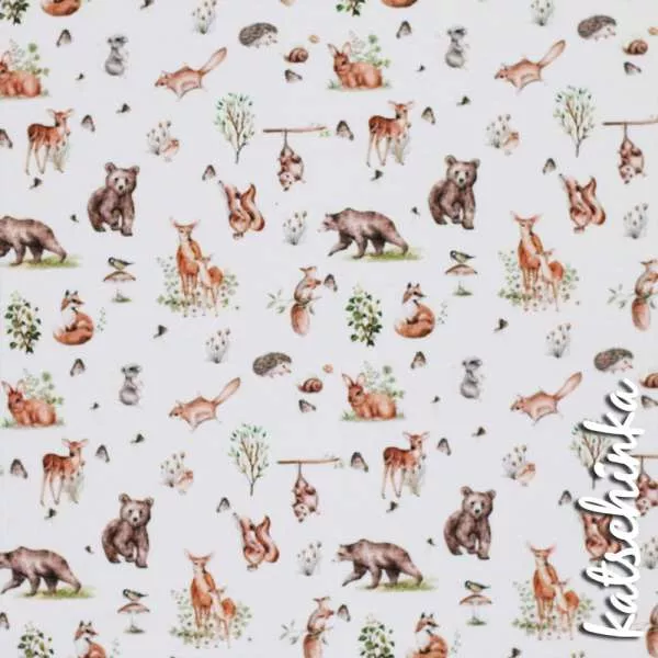 Bauernhof Jersey Stoff in Aquarelloptik mit Tieren – weicher Baumwolljersey Meterware für DIY Nähprojekte