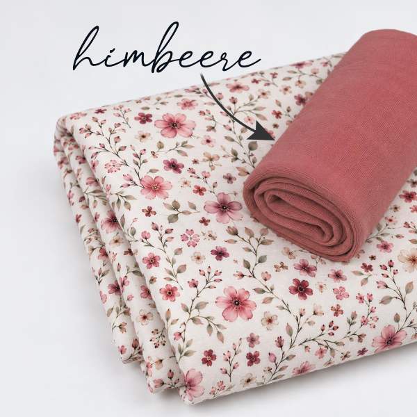 Jersey Baumwollstoff Beerenblüte 6475 – Blumenstoff als Meterware