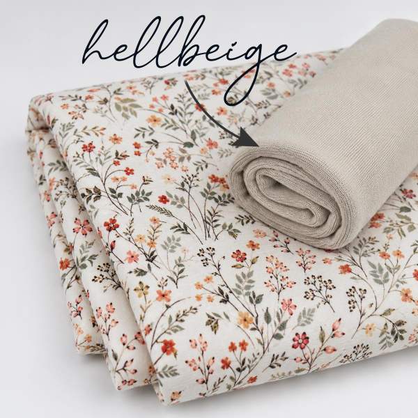 Jersey Baumwollstoff Blümchen mit Zweigen 6301 – Blumenstoff als Meterware