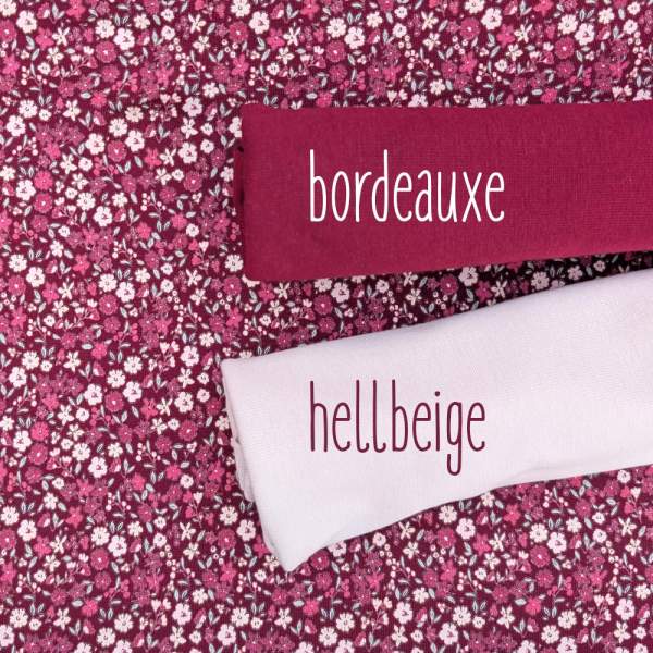 Jersey Baumwollstoff Hübsche Blume Bordeaux 6461 – Blumenstoff als Meterware
