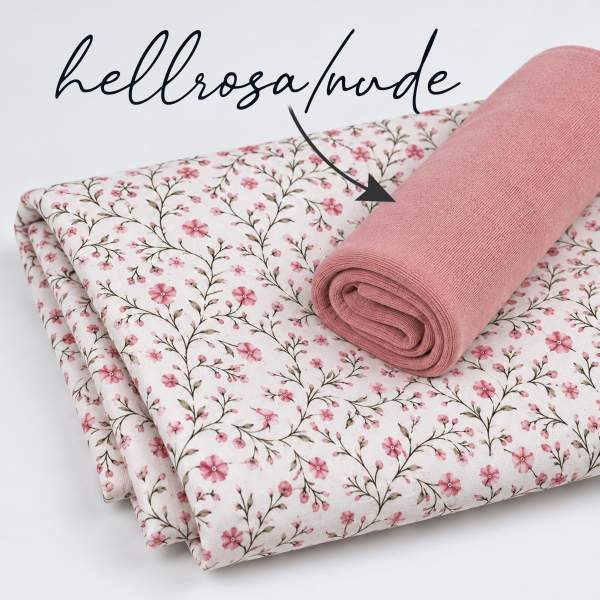 Jersey Baumwollstoff Nelkenranken 6467 – Blumenstoff als Meterware