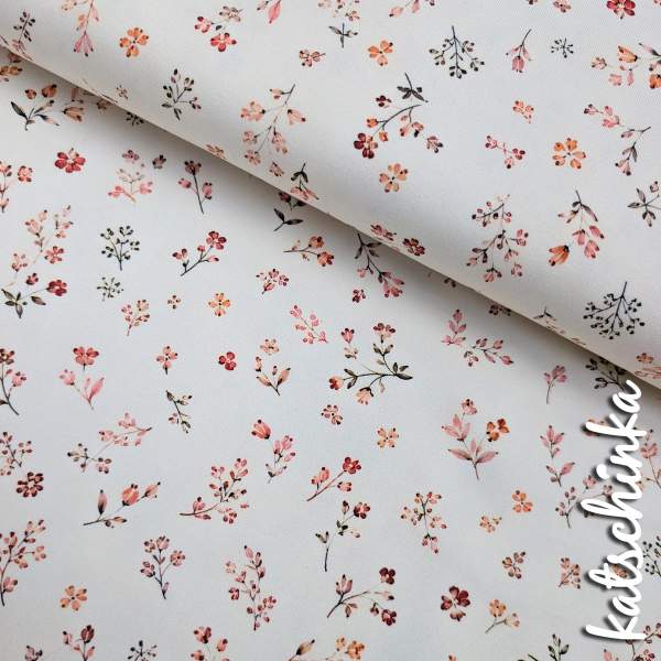 Jersey Baumwollstoff süße Blumenzweige 6481 – Blumenstoff als Meterware
