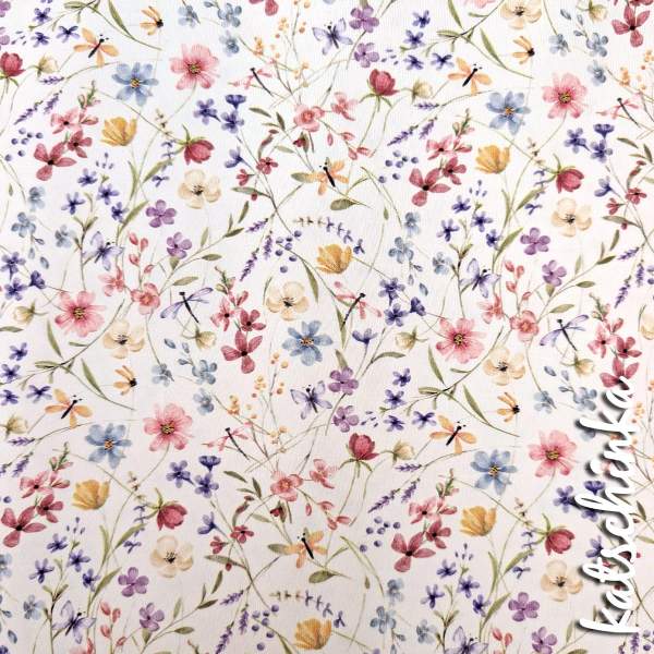 Jersey Baumwollstoff Wildblumen 6472 – Blumenstoff als Meterware