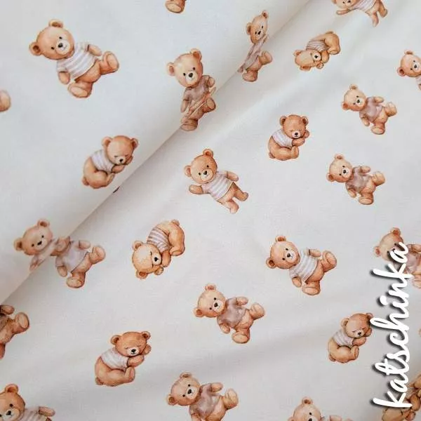 Jersey Stoff Teddybär beige 6470 – Bärenstoff als Meterware