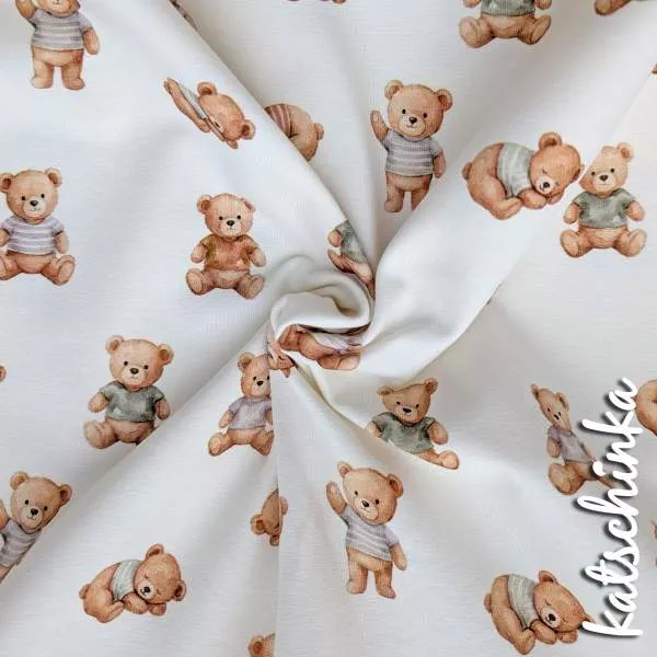 Jersey Stoff Teddybär ecru 6471 – Bärenstoff als Meterware