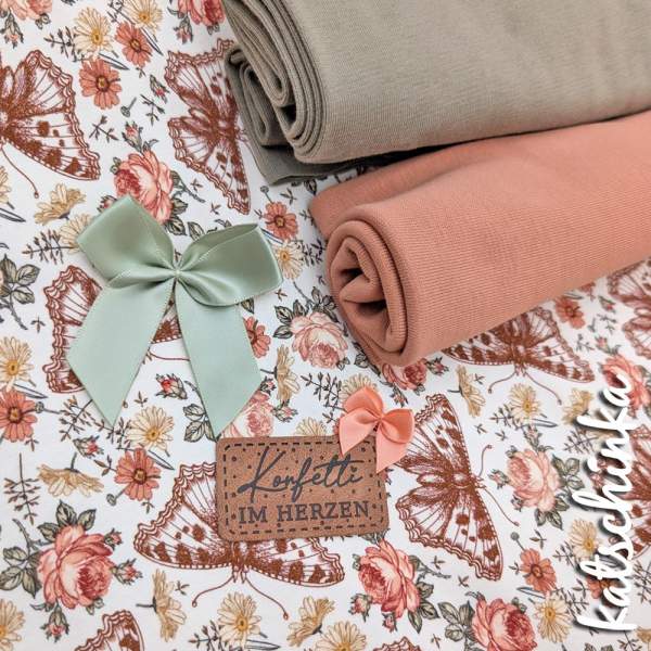 Jersey Baumwollstoff Frühlings Schmetterlinge 251 – Blumenstoff als Meterware
