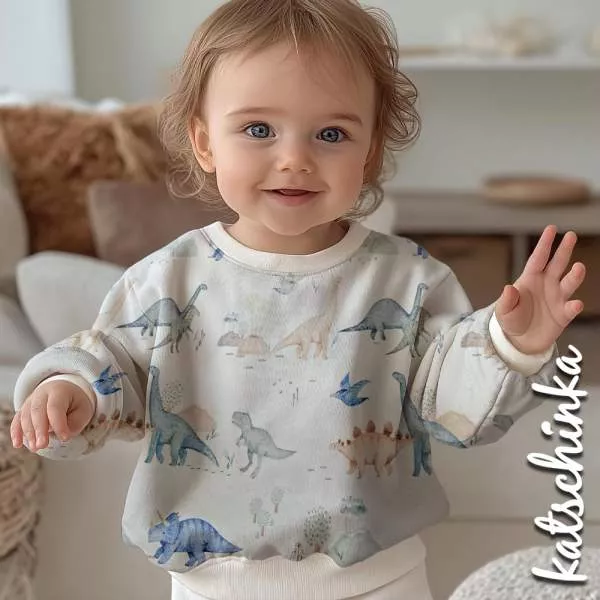 Baumwolljersey Dino Kollektion 2715 – Kinderstoff mit Dinosaurier | Meterware