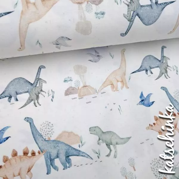 Baumwolljersey Dino Kollektion 2715 – Kinderstoff mit Dinosaurier | Meterware