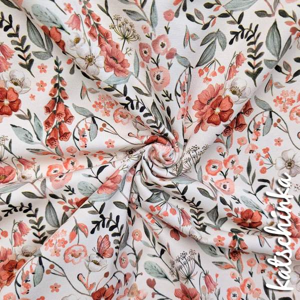 Jersey Baumwollstoff Fingerhutblume 6474 – Blumenstoff als Meterware