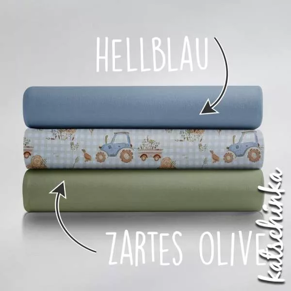 Traktor Jersey Stoff in Aquarelloptik – weicher Baumwolljersey Meterware für DIY Nähprojekte
