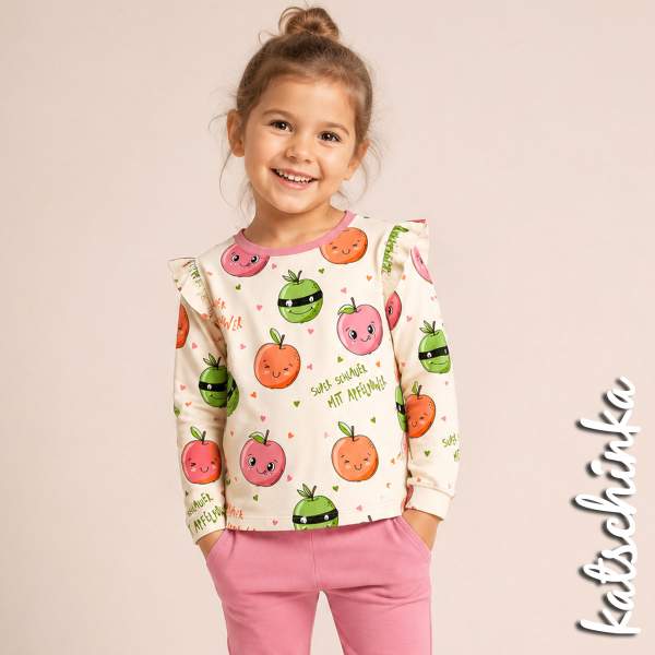 Bio Baumwolljersey Apfelpower 6473– Jersey Meterware Kinderstoff zum Nähen
