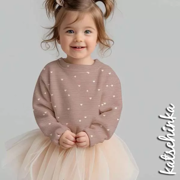 Herzchen Jersey Stoff in Aquarelloptik – weicher Baumwolljersey Meterware für DIY Nähprojekte