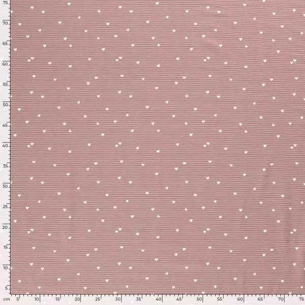 Baumwolljersey Kinderstoff Little Hearts Rosé 1703 – Jersey mit Herzen und Streifen | Meterware
