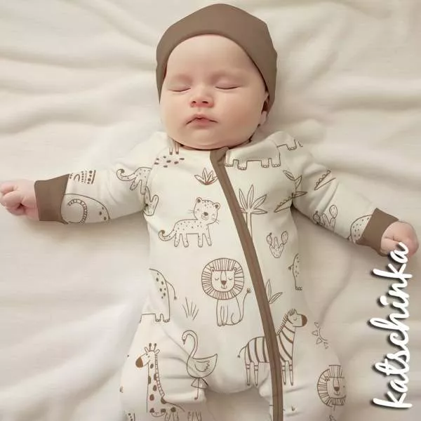 Safari Jersey Stoff in Aquarelloptik – weicher Baumwolljersey Meterware für DIY Nähprojekte