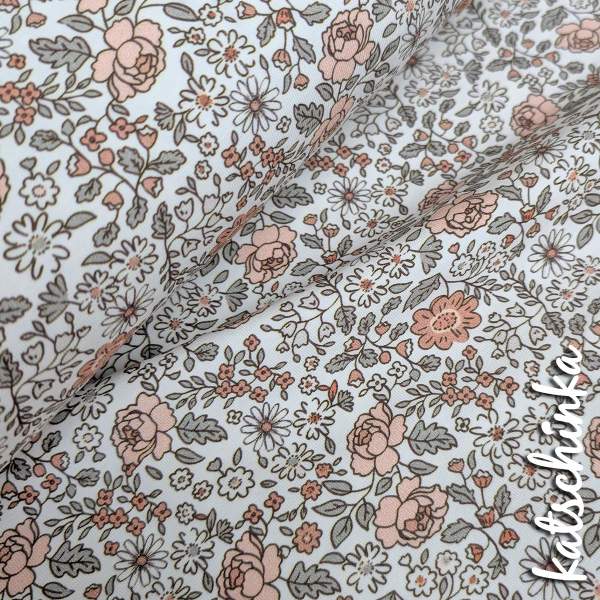 Jersey Baumwollstoff Gänseblümchenfeld kakao 6463 – Blumenstoff als Meterware