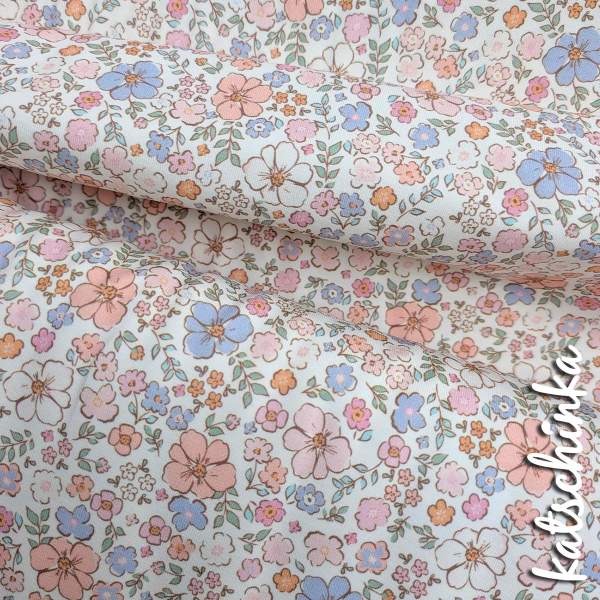 Jersey Baumwollstoff Sommergefühl nude rosa 6462 – Blumenstoff als Meterware