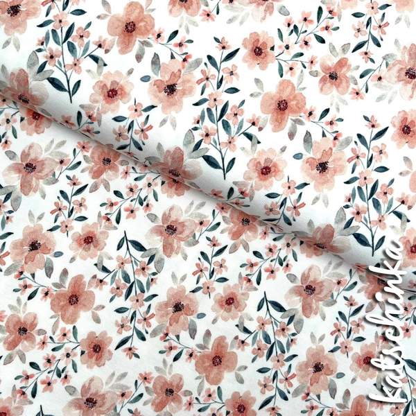 Jersey Baumwollstoff Quitte Frühlingsblüte 6242 – Blumenstoff als Meterware