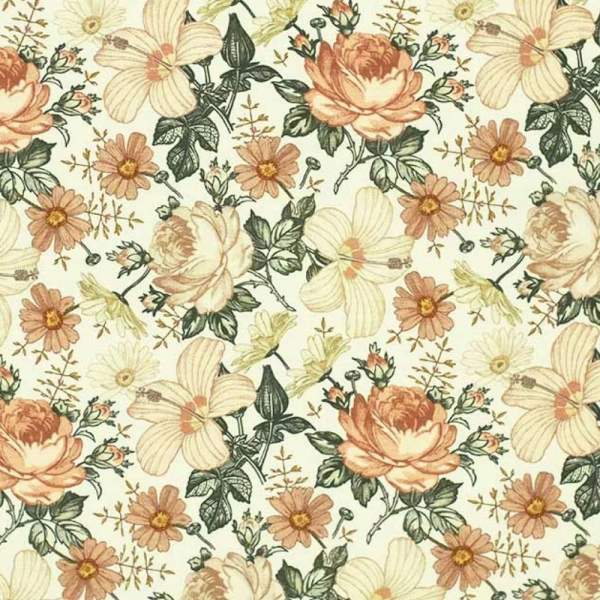 Jersey Stoff Englischer Garten creme 240 – Blumenstoff als Meterware
