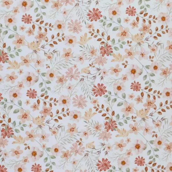 Baumwollstoff Blumen Pastell – Zarter Blütenstoff in Rosé & Beige | Meterware