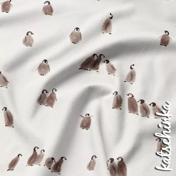 Baumwolljersey „Pinguin Gang“ – Kinderstoff mit Pinguinen | Jersey Meterware für Baby- & Kinderbekleidung